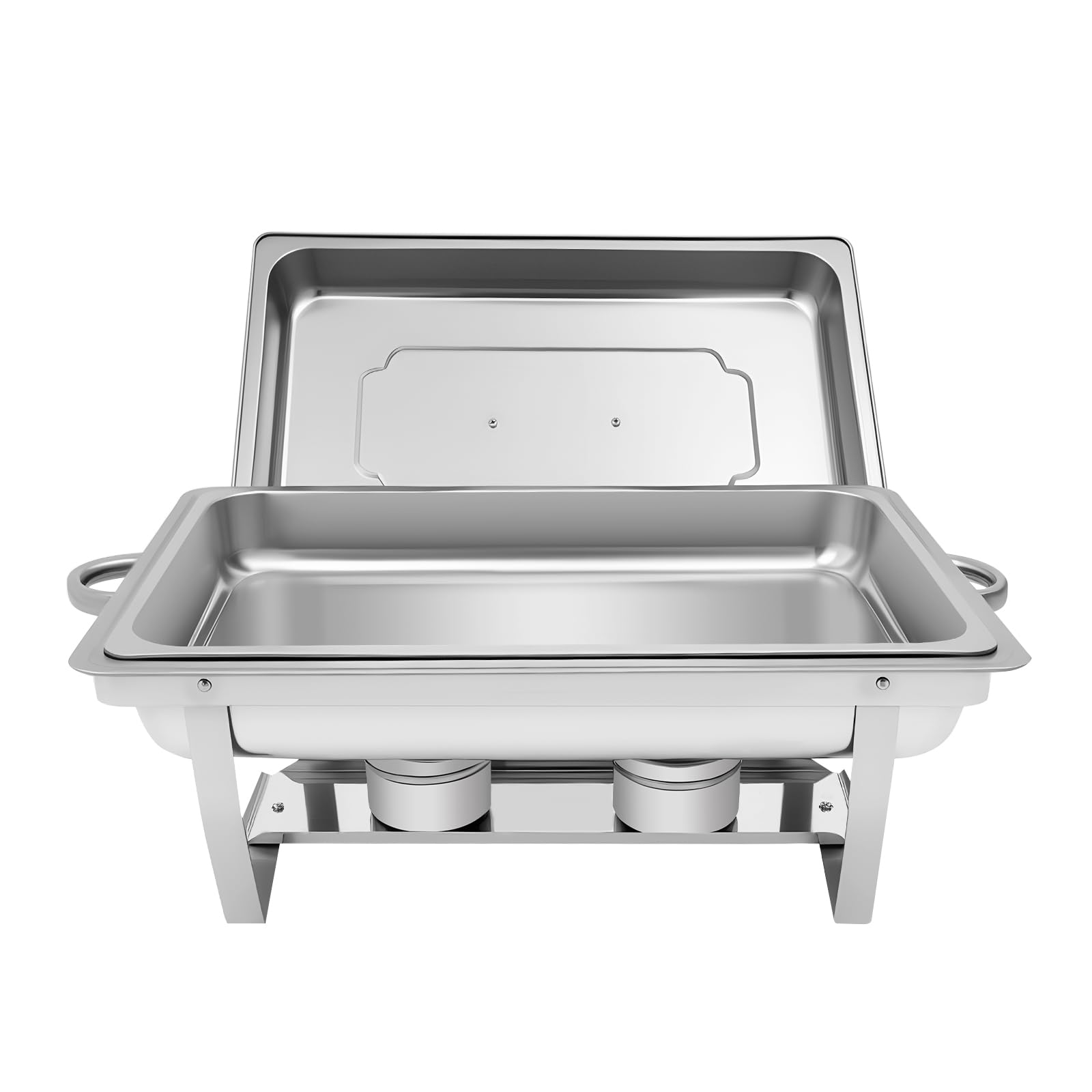 Chafing Dish - Scaldavivande da 9 l, in acciaio inox, con coperchio, padelle per alimenti e contenitori per combustibile, per catering, buffet e feste