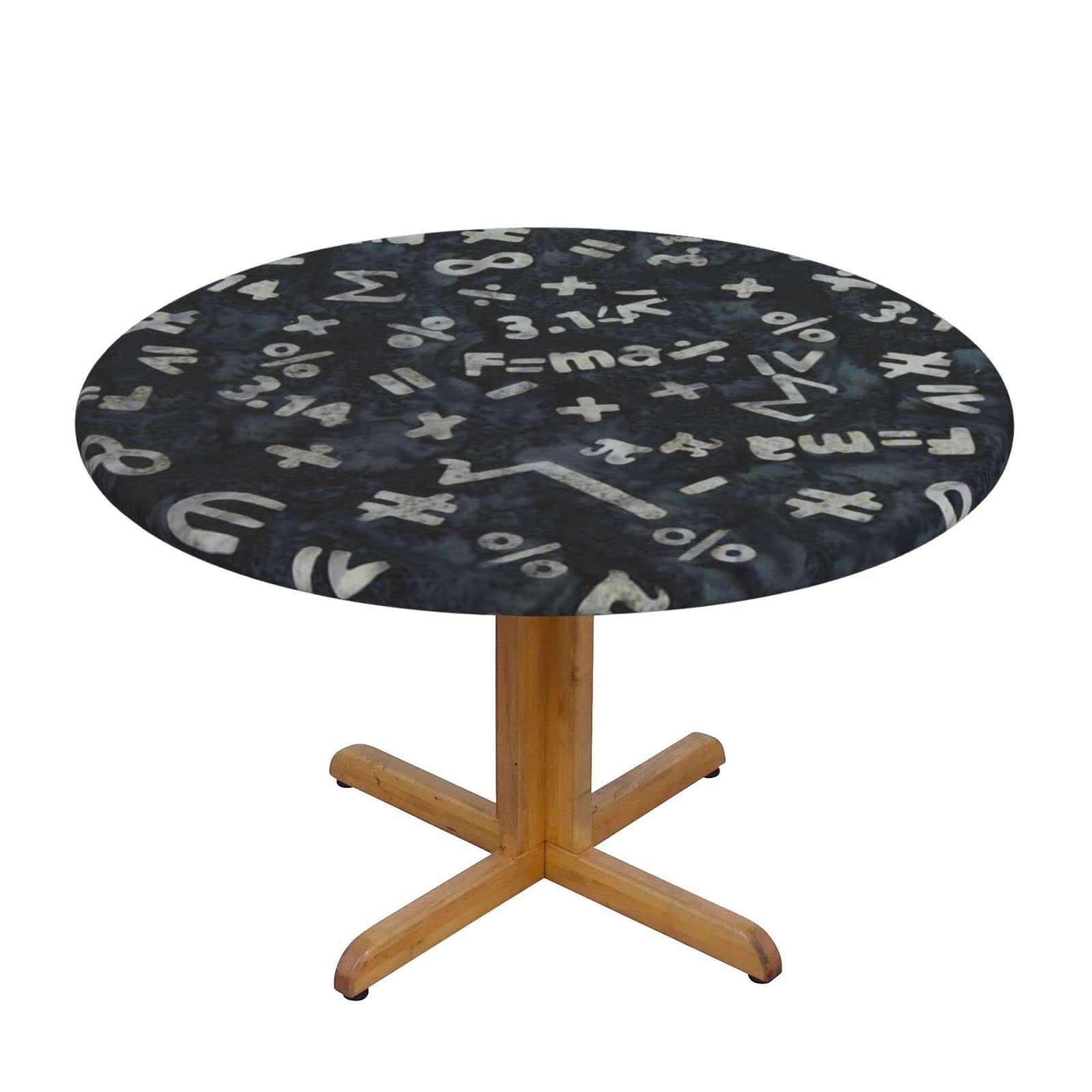 Lsjuee Round Fitted Tablecloth 45-50in Elastic Edged Table Cloth for Kitchen Dining Party Home Decor - Batik Math Formula Symbol