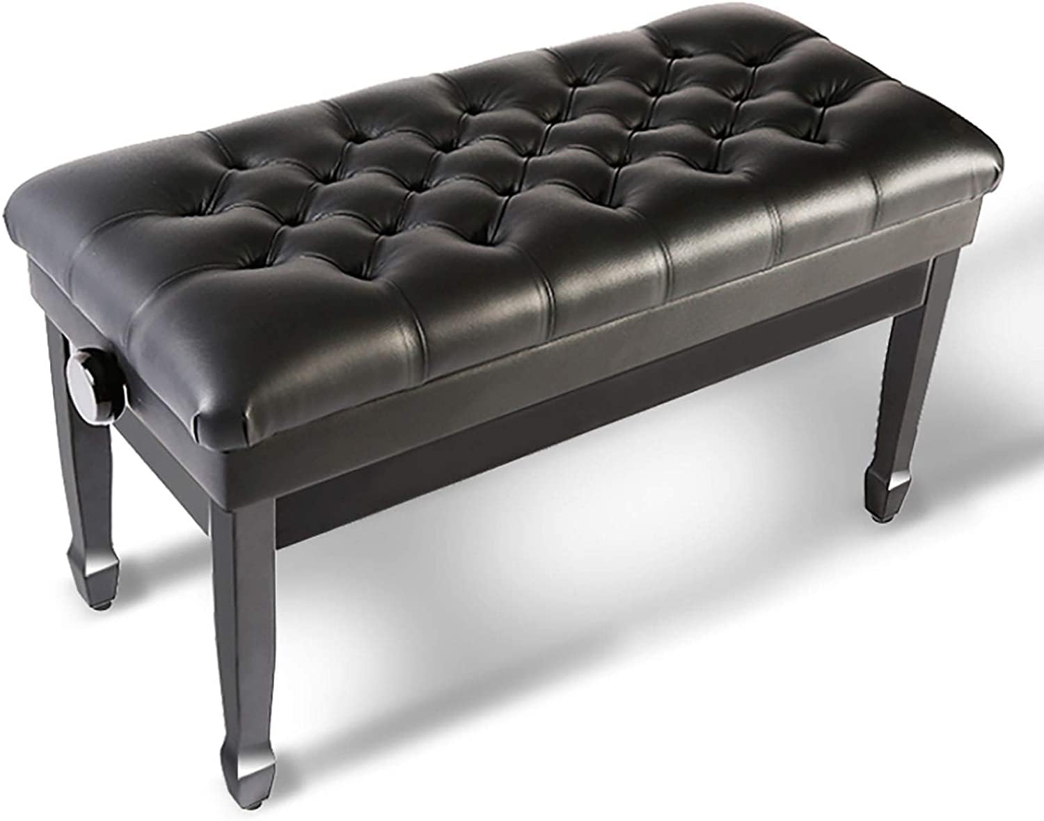 Klavierhocker, Bank, Frisiertisch, Doppelhocker, Keyboard mit Stauraum, höhenverstellbar: 50–60 cm (Null Schwarz)