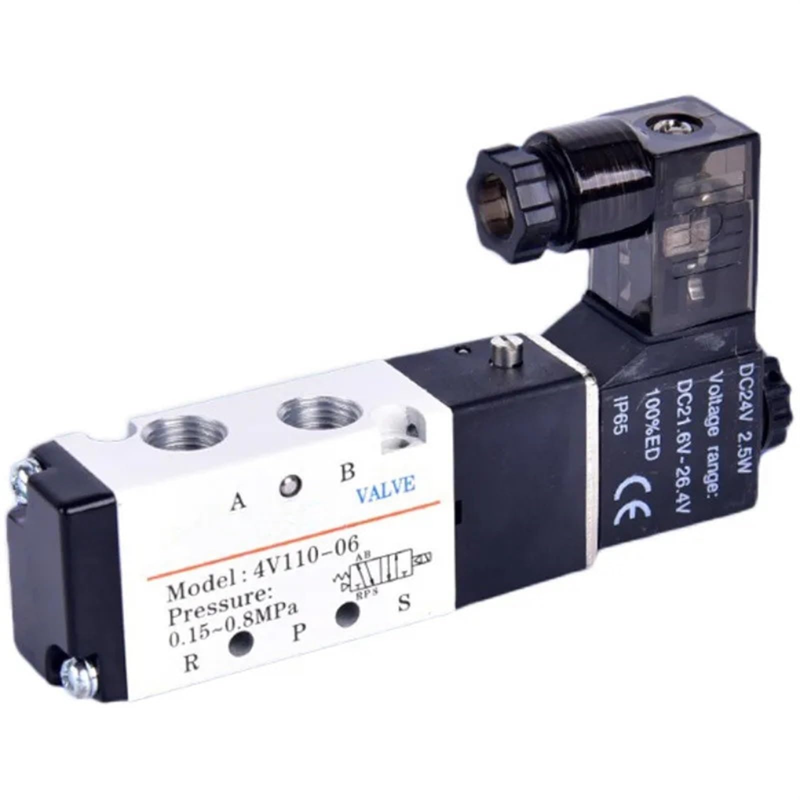 4V110-06 5-drożny pneumatyczny zawór elektromagnetyczny, 2-pozycyjny 1/8", 24 V DC, 12 V, AC 110 V, CA220V z regulacją 4 mm, 6 mm i 8 mm (With-8 mm-Fitting, AC110V)