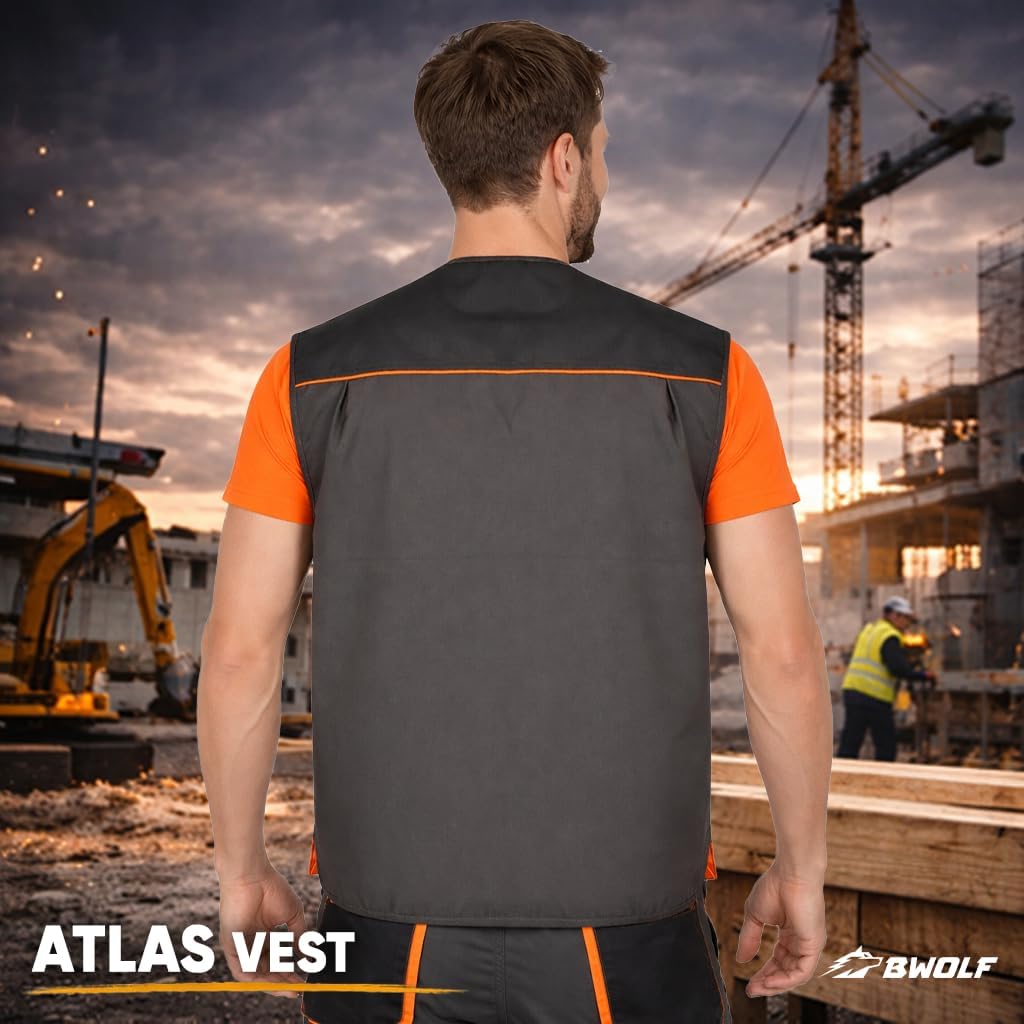 BWOLF ATLAS – Gilet Da Lavoro Uomo Multitasche, Resistente E Pratico