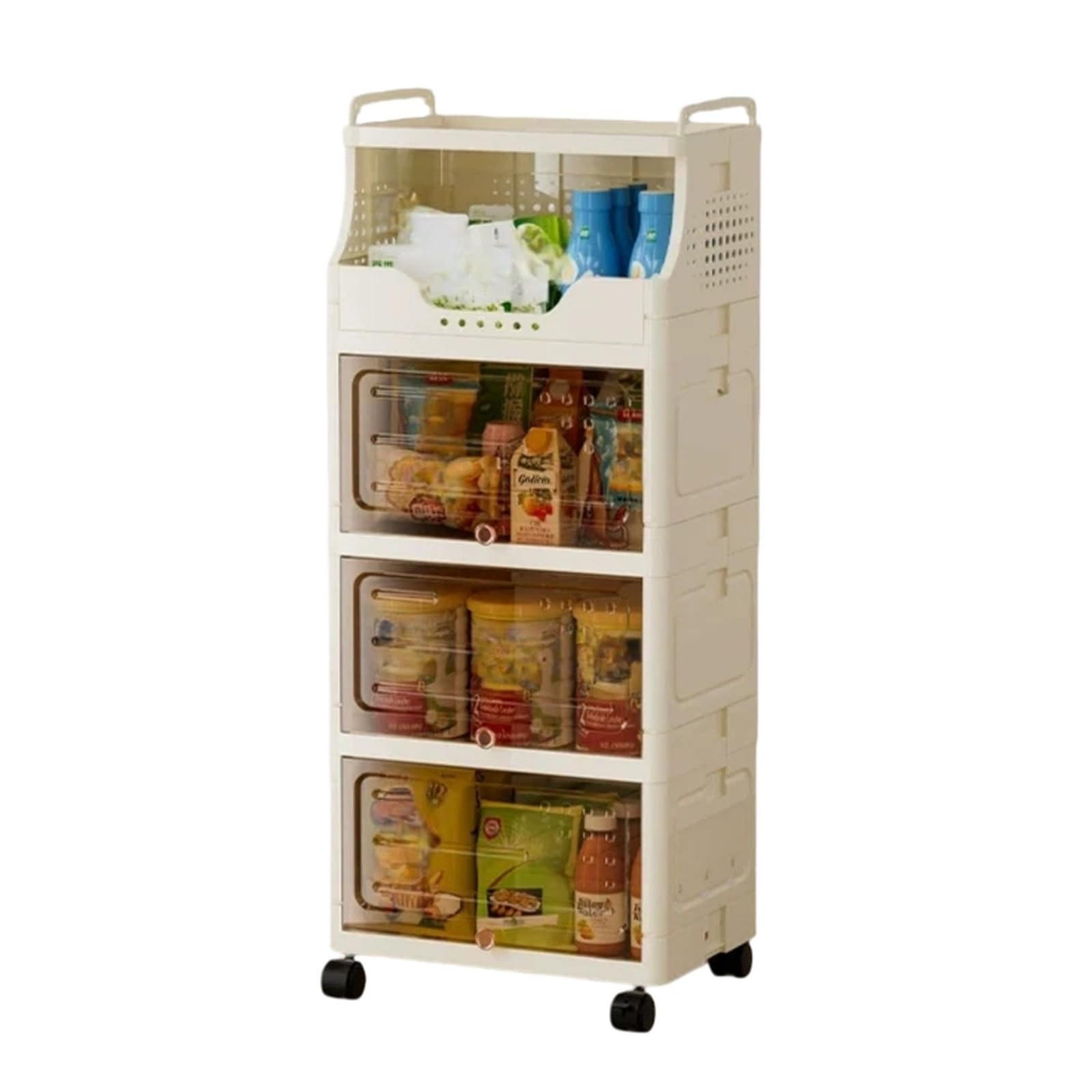 FZL02068LM Kitchen Trolley Rolling Snack Storage Cart Multi-tier Movable Organizer Shelf with Wheels(Large)