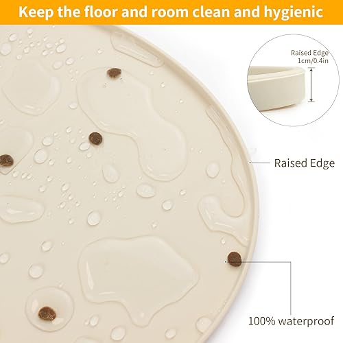 Miniatura 5 de Ptlom Tapete de silicona para alimentación de mascotas para perros y gatos, mantel individual de labios altos para mascotas, antideslizante,