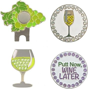 Giggle Golf Happy Hour Bling Golf Ball Marker with Hat Clip.