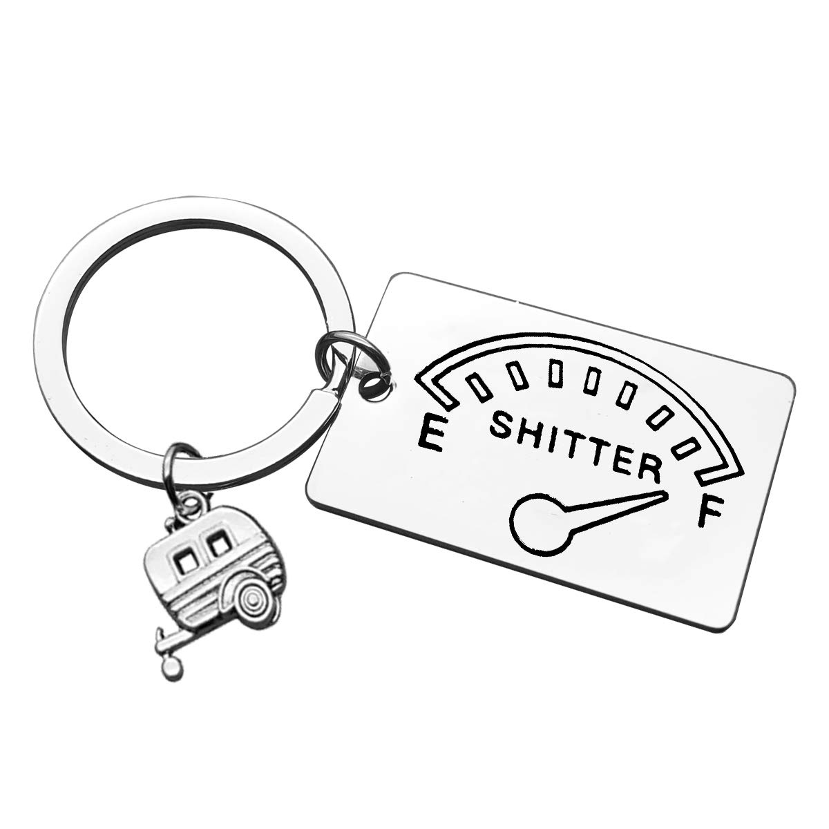 Dabihu Women's Silver Shitter's Full Keychain Camping Keyring Gift Happy Camper Rv Keyring Trailer Christmas Vacation Keyring Gift Outdoor Adventure Traveller Gifts For Men Motorhome Owner Gift Keychain