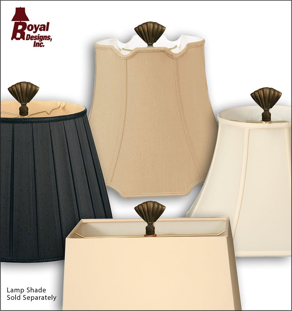 Royal Designs Seashell Lamp Finial for Lamp Shade, 2 Inch, Antique Brass, Set of 2