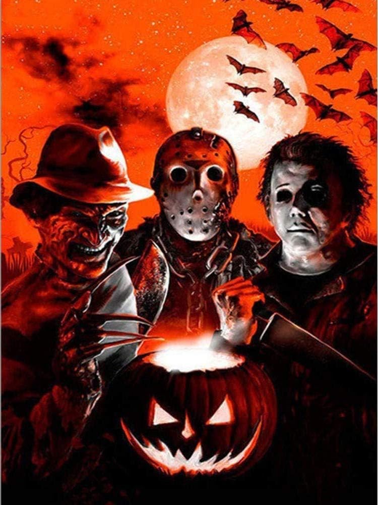 Zimal Diamond Mosaic Kits DIY Diamond Painting Cross Stitch Horror Movie Halloween Decor Full Diamond Embroidery Stickers 11.8 x 15.8 Inch
