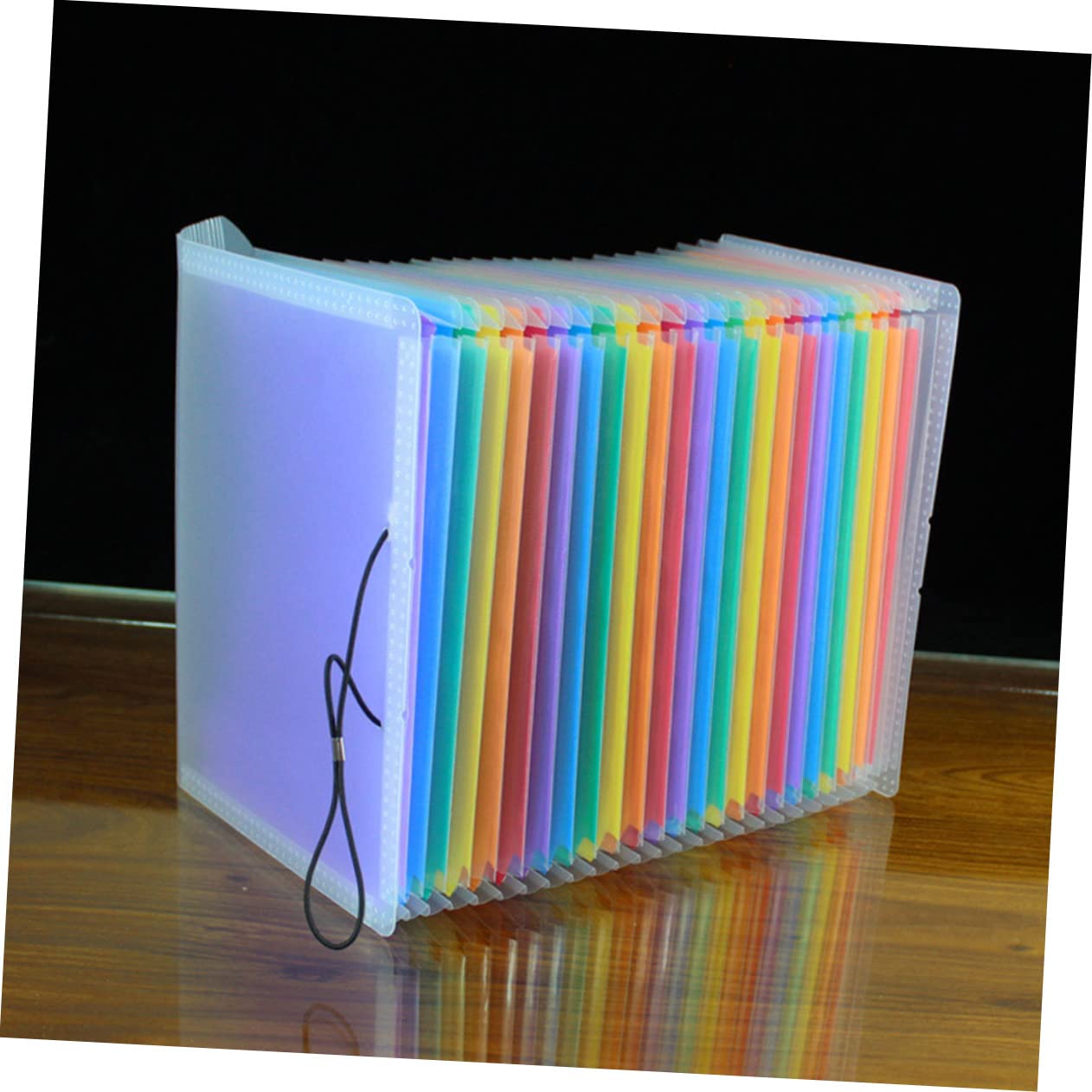 jojofuny 3 Stück Erweiterbarer Dokumentenordner mit Fächern Transparenter Regenbogen Organizer aus Robustem Kunststoff mit Elastischem Verschluss und Farbigen Etiketten für Büro Schule und