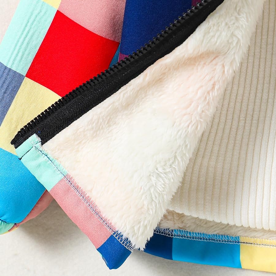 Toddler Little Girls Plaid Lined Fleece Jacket with Hood Winter Thick Warm Zip-up Outerwear4