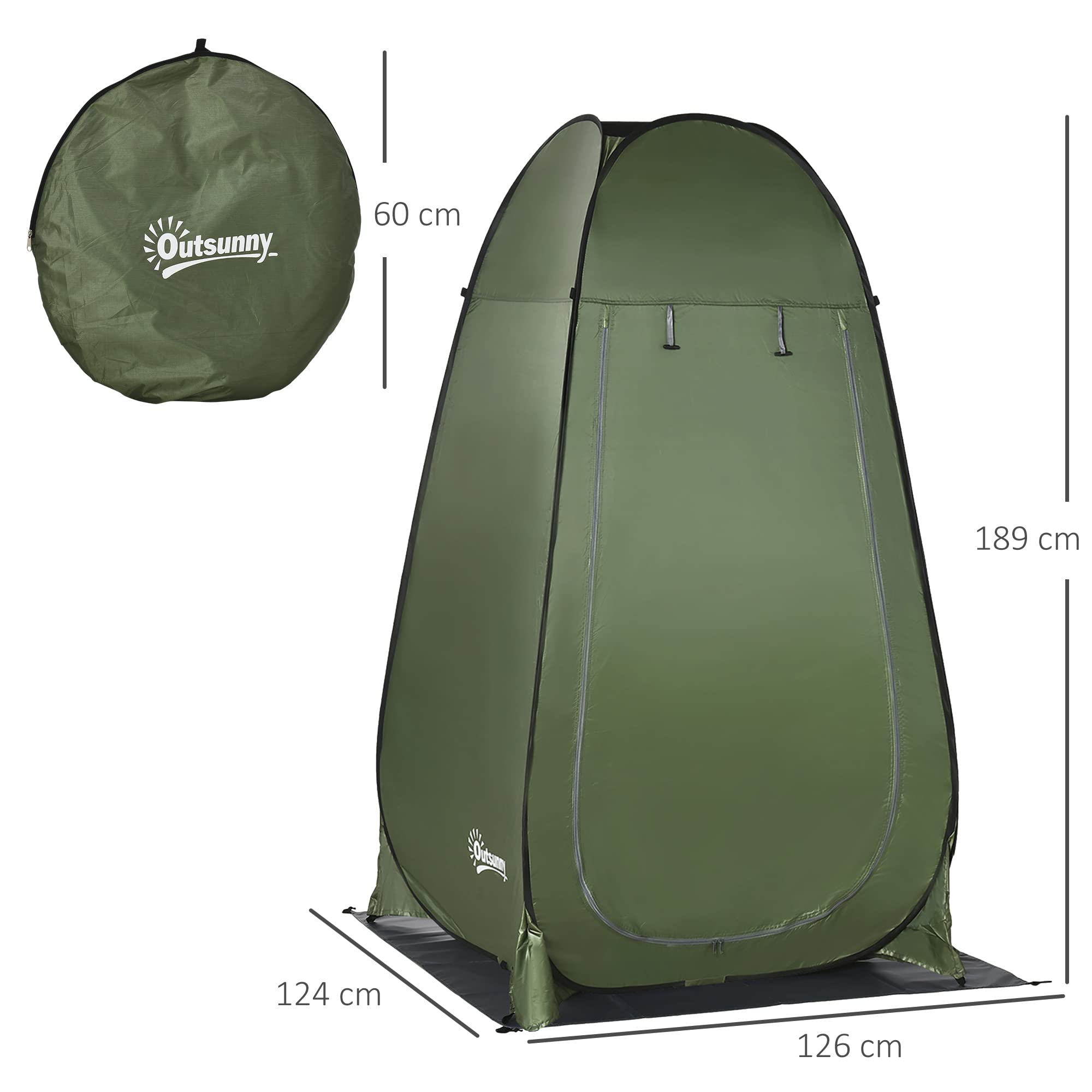 Outsunny Tenda Doccia da Campeggio Portatile 126x124x189 cm