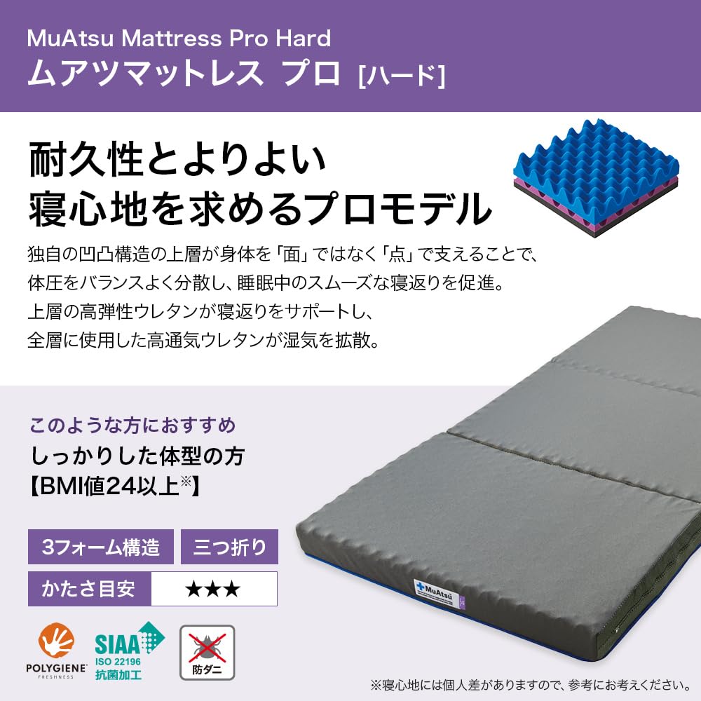 Amazon｜昭和西川 ムアツ マットレス 三つ折り 折り畳み 敷布団