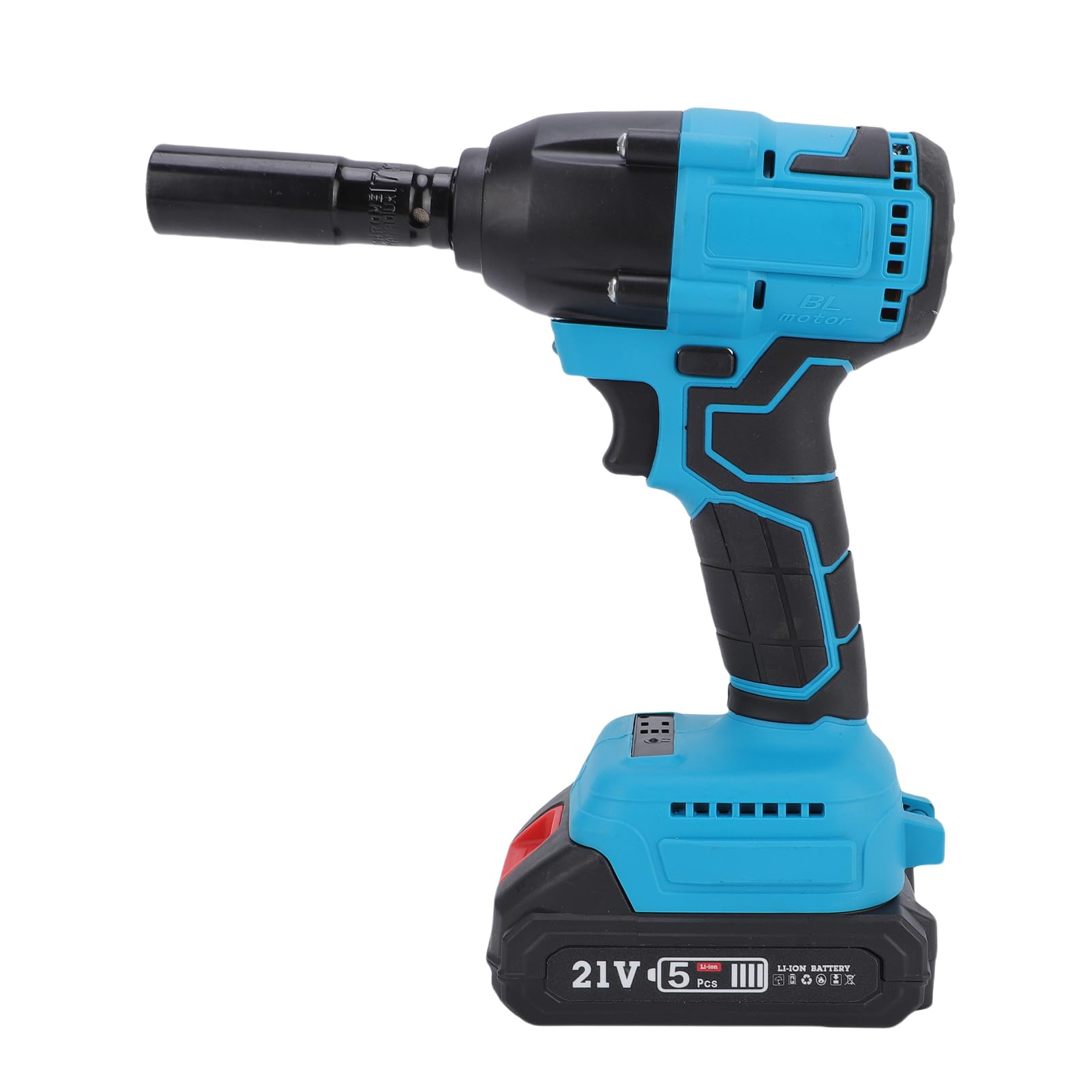Potente Juego de Llaves de Impacto 21 V, Diseño Liviano para Mantenimiento Cortacésped, Llave Impacto 400 Nm con Enchufes y Baterías (2 baterías y 1 cargador Enchufe europeo 100-240V~)