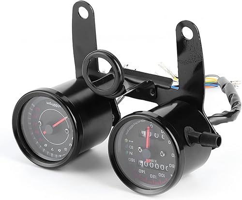Miniatura 8 de Tomotato Cuentakilómetros de motocicleta, velocímetro universal para motocicleta, medidor de odómetro dual con retroiluminación retro modificado,