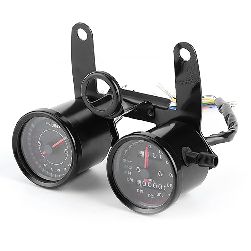 Miniatura 6 de Velocímetro universal para motocicleta, cuentakilómetro, odómetro digital LED y tacómetro para motocicleta, velocímetro retro modificado,