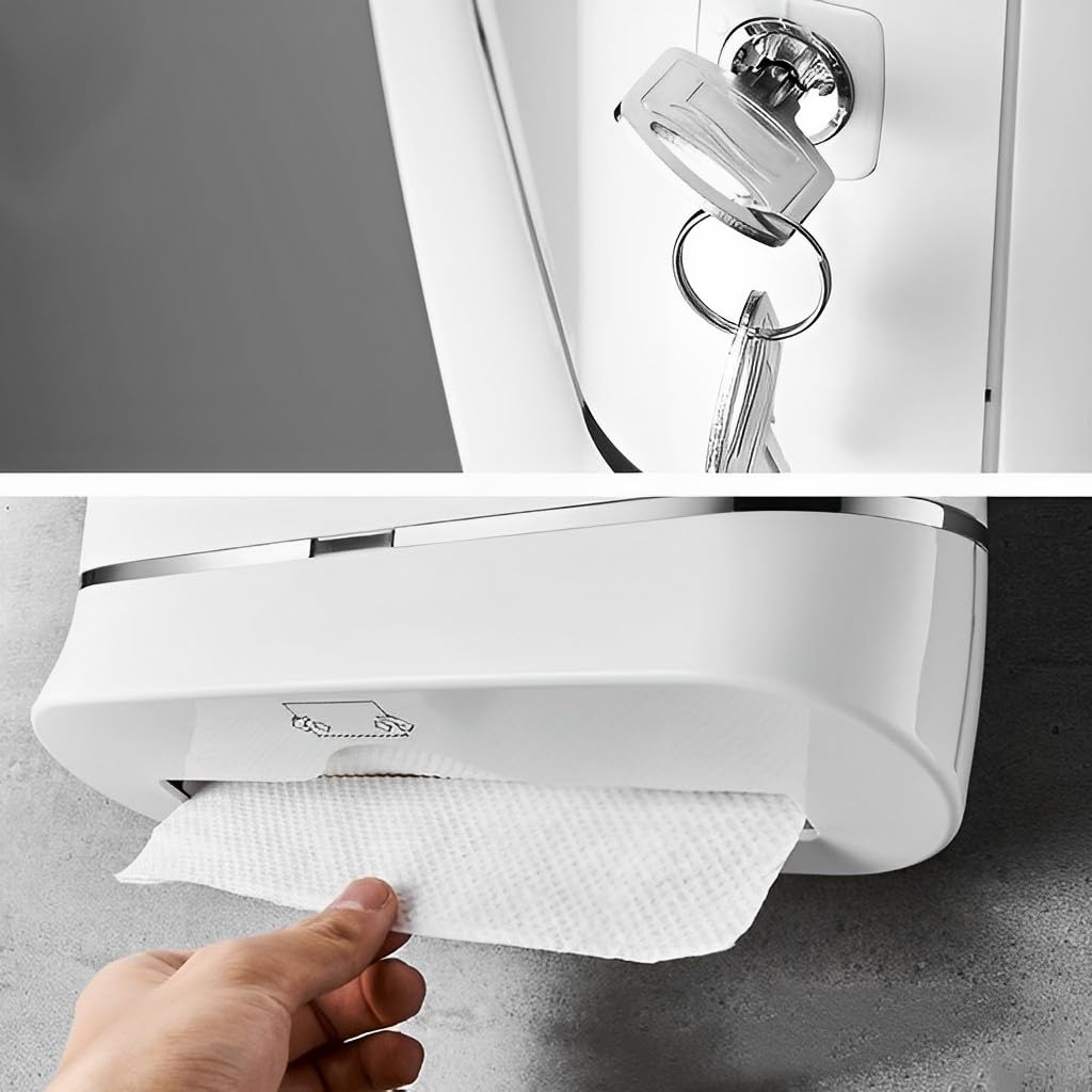 Dispenser di asciugamani di carta touchless con serratura – Dispenser di asciugamani multifunzione da parete per casa, bagno, cucina, elegante finitura dorata