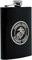Vista 26 de Frasco azul marino envuelto en cuero de 8 onzas Frasco de acero inoxidable USN para licor - Marrón tabaco, regalos de la Marina de los Estados