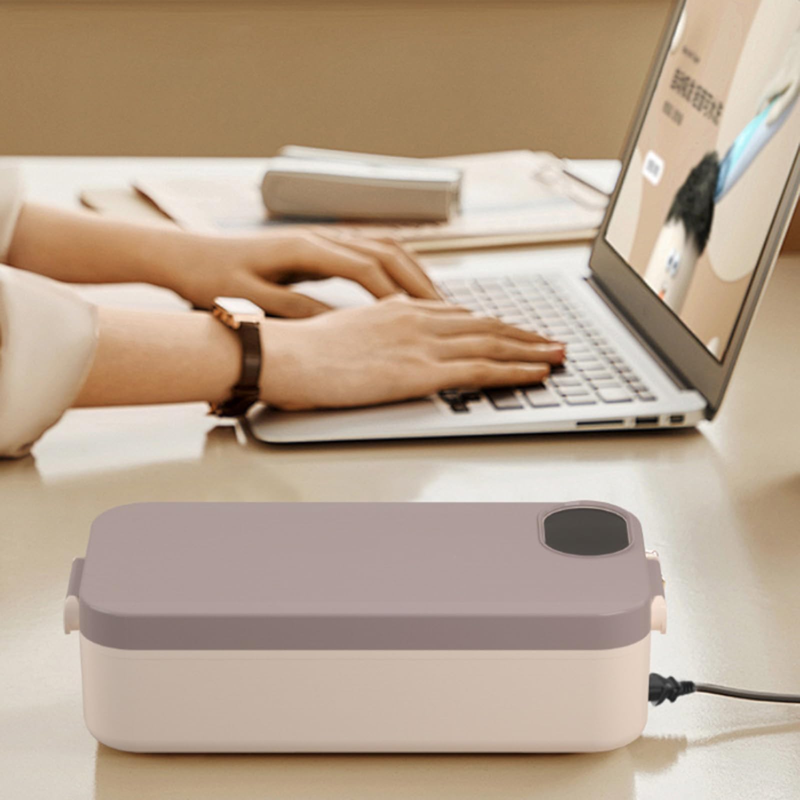 Contenitore per alimenti isolato con sistemi di riscaldamento elettrico, struttura in acciaio inox per una facile pulizia e durata, contenitore per il pranzo per studenti
