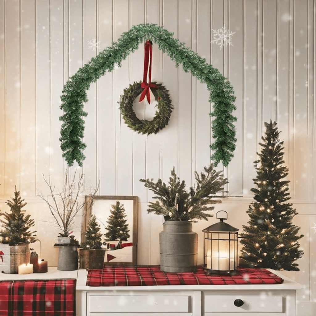 Weihnachtsgirlande PVC 5 m grün 450 Zweige für Geländer Decke Kamin Fenster, wasserdichte Weihnachtsdekoration für Innen und Außen mit Winter Stimmung