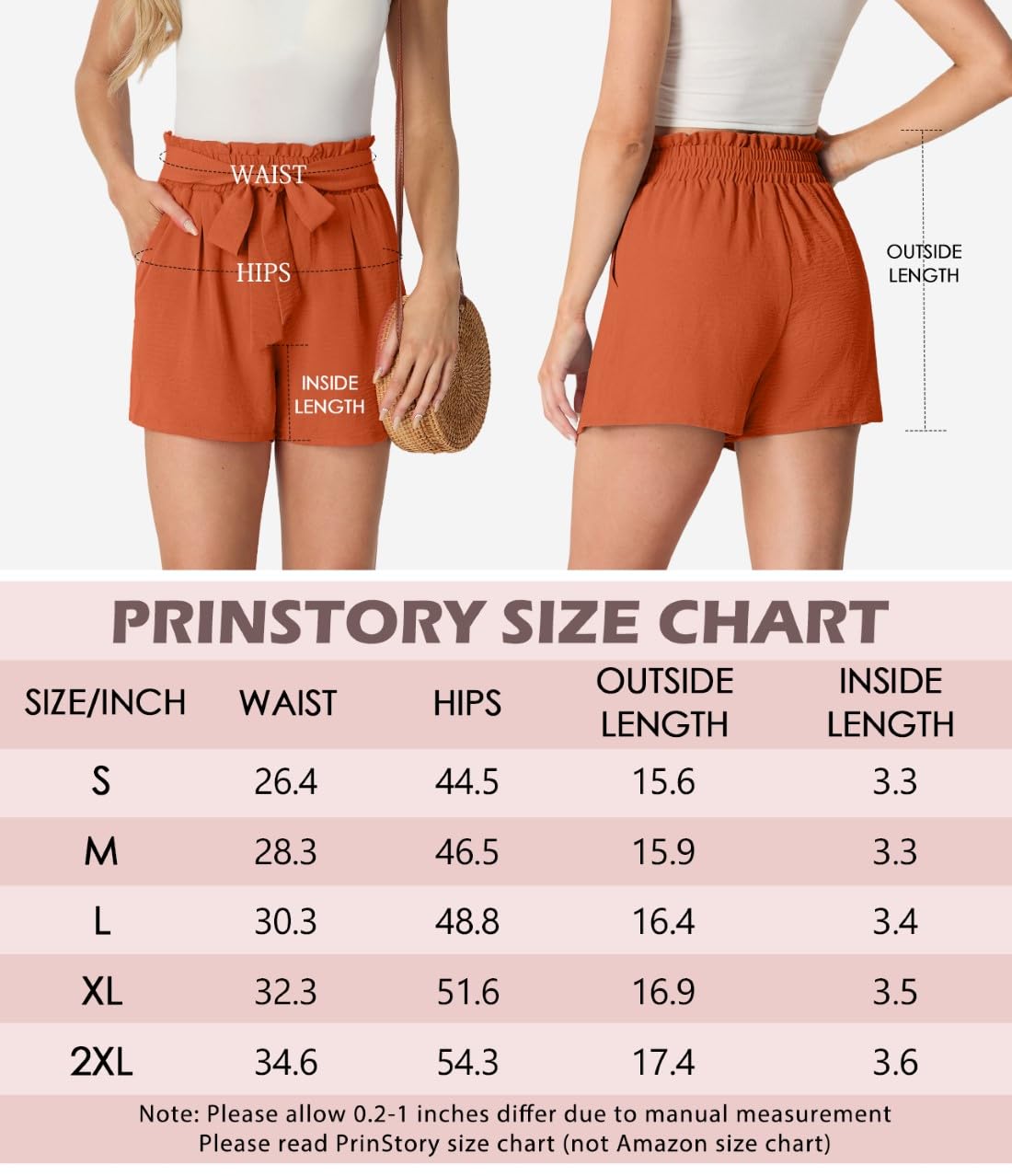 PrinStory Pantaloncini leggeri da donna cintura a gamba larga pantaloni corti con tasche a vita alta