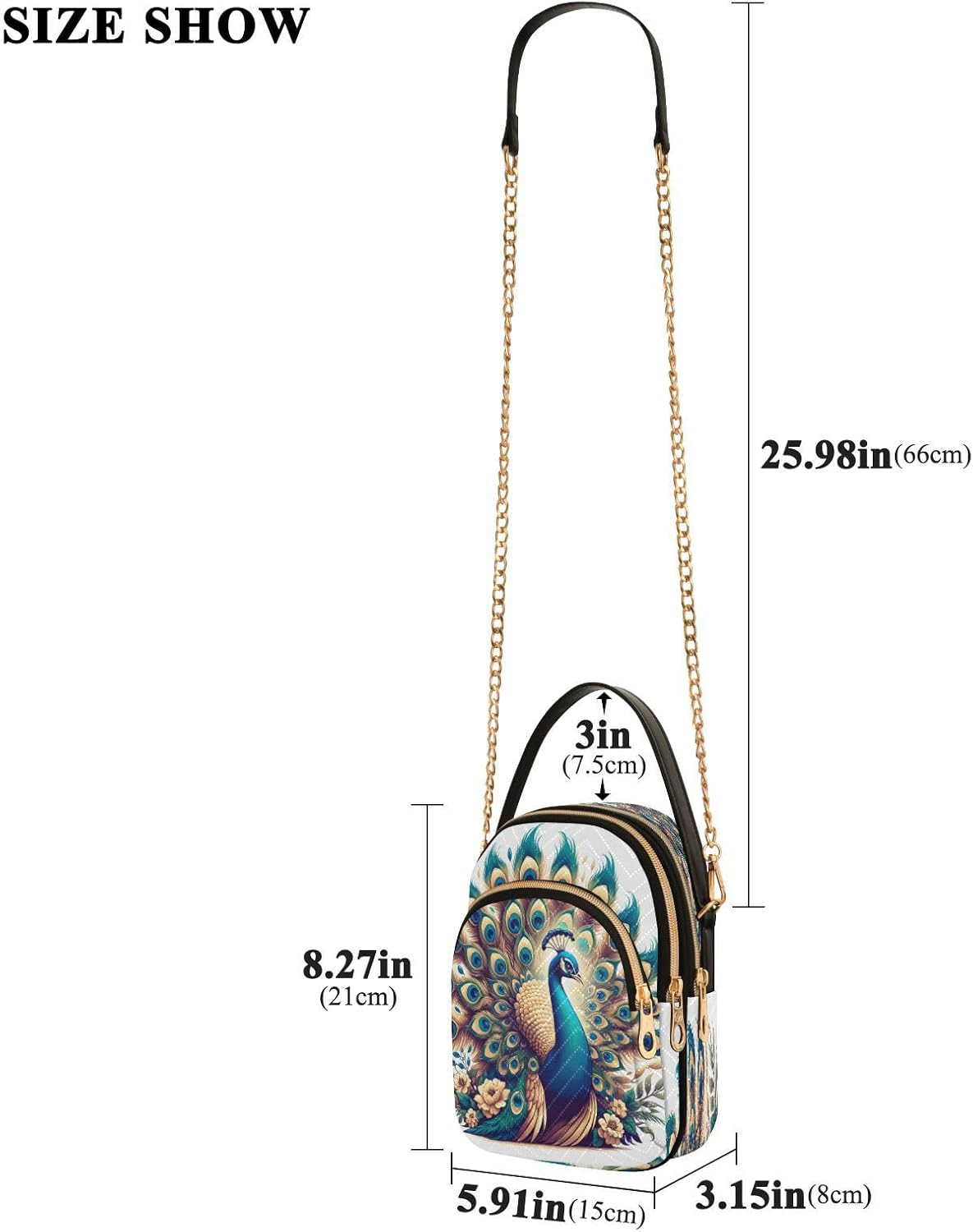 ALAZA Quilted Crossbody Bags for Women,A Beautiful Peacock Women's Crossbody Handbags Small Travel Purses Phone Bag