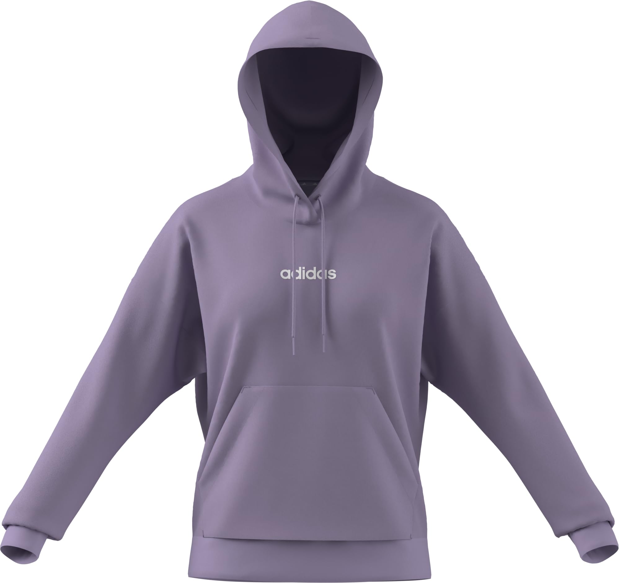 adidas Women's ESSENTIALS LINEAR FRENCH TERRY HOODIE, powder plum/white, XS