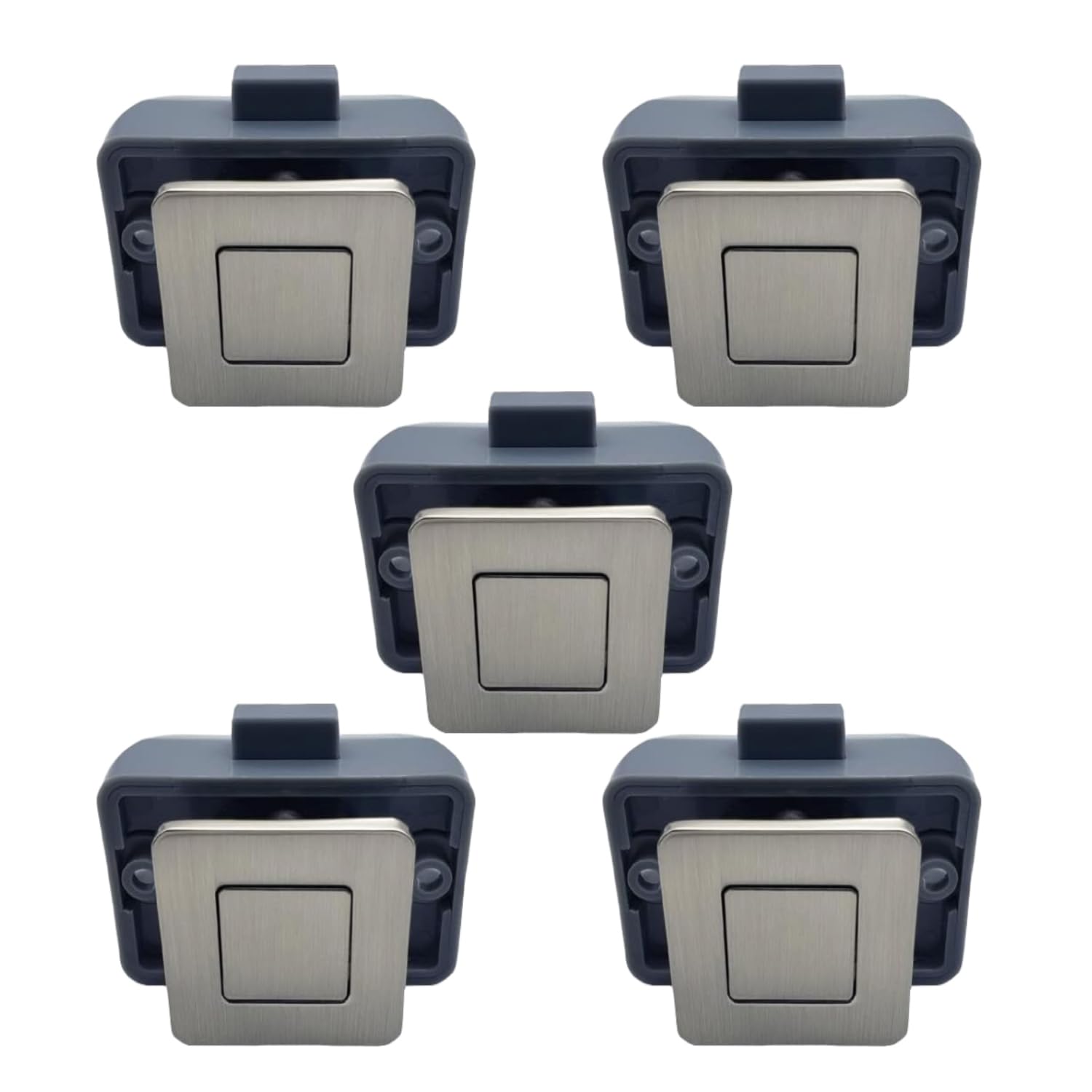 MTSmart RV Metall Druckknopf Schrank Schlösser, Quadratischer RV Schrank Schlösser für Wohnmobile, Wohnwagen, Boote, Yachten, Marine,Wohnmobile Schrank Schlösser Schlüssellose (Nickel 5PC)