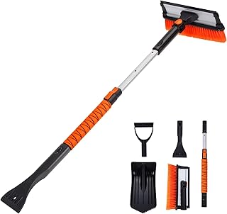 Ice Scraper and Snow Brush for Car Windshield, 29"-39" Extendable Snow Shovel with Ergonomic Foam Grip, 5 in 1 Windows Scraper for Car Snow Scraper and Brush for Truck & SUV
