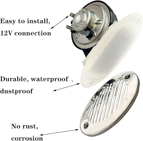 Miniatura 8 de 5190512 Cuerno de barco 316 de acero inoxidable oculto empotrado sonido de bocina de barco marino hasta 125dB, con tornillos de montaje