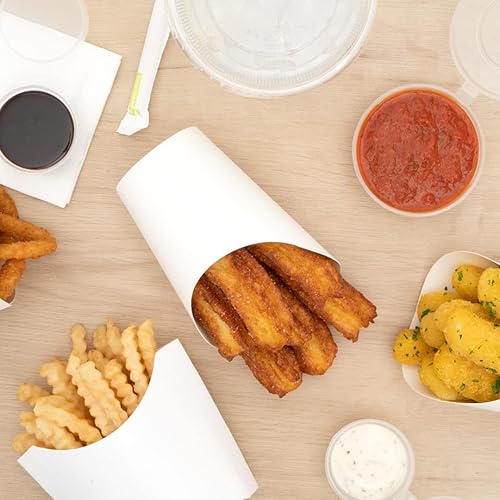 Miniatura 12 de Restaurantware Bio Tek - Recipientes para papas fritas de 12 onzas, 100 tazas desechables de charcutería, diseño inclinado, redondo, de papel