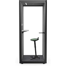 DOZAWA Solo Office Pod, Privacy Sound Booth, Soundproof Booth for Home, Sound Proof Booth with LCD Touch Control, Built-in Desk, LED Light, Dual Fans, AC and USB Ports