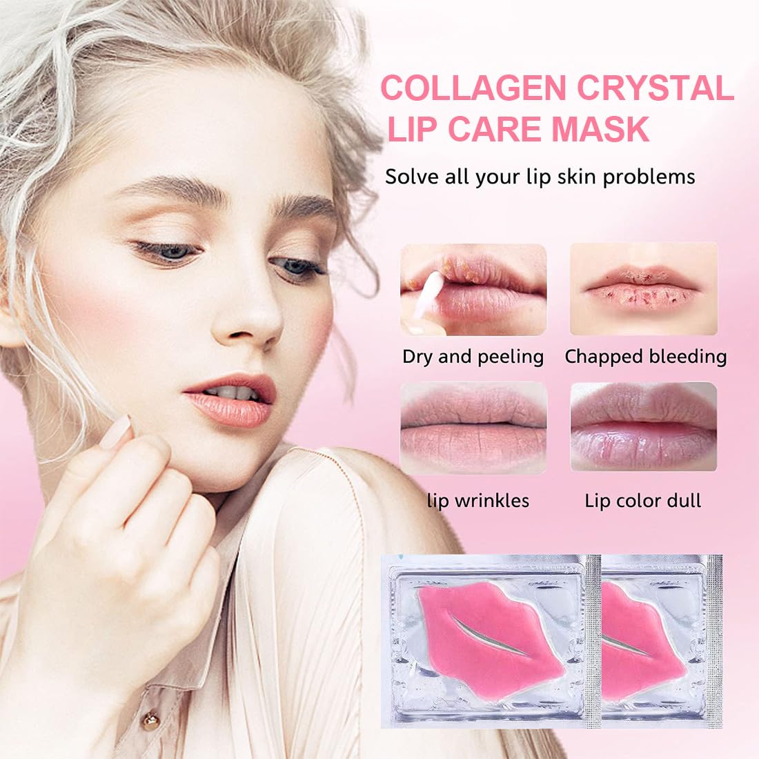 10 Pcs Máscara labial,Parche Labial,Colágeno Lip Mask,Máscara De Labios,Parches Labiales Hidratantes Nutritivos,Exfoliantes,Aptas para LabiosSecos y Agrietados