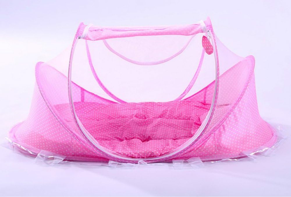 SZHOWORLD Baby Travel Bed,Baby Bed Folding Portable Baby Crib Mosquito Net Portable Infant Baby Cots Newborn Foldable Cribs (Pink)