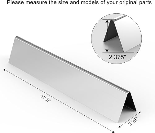 Miniatura 2 de Barbqtime Barra aromatizadora de 17.5 pulgadas de repuesto para parrilla de gas Weber Genesis 300 Series E310 S310 E320 E330 EP310 EP320 EP330 con