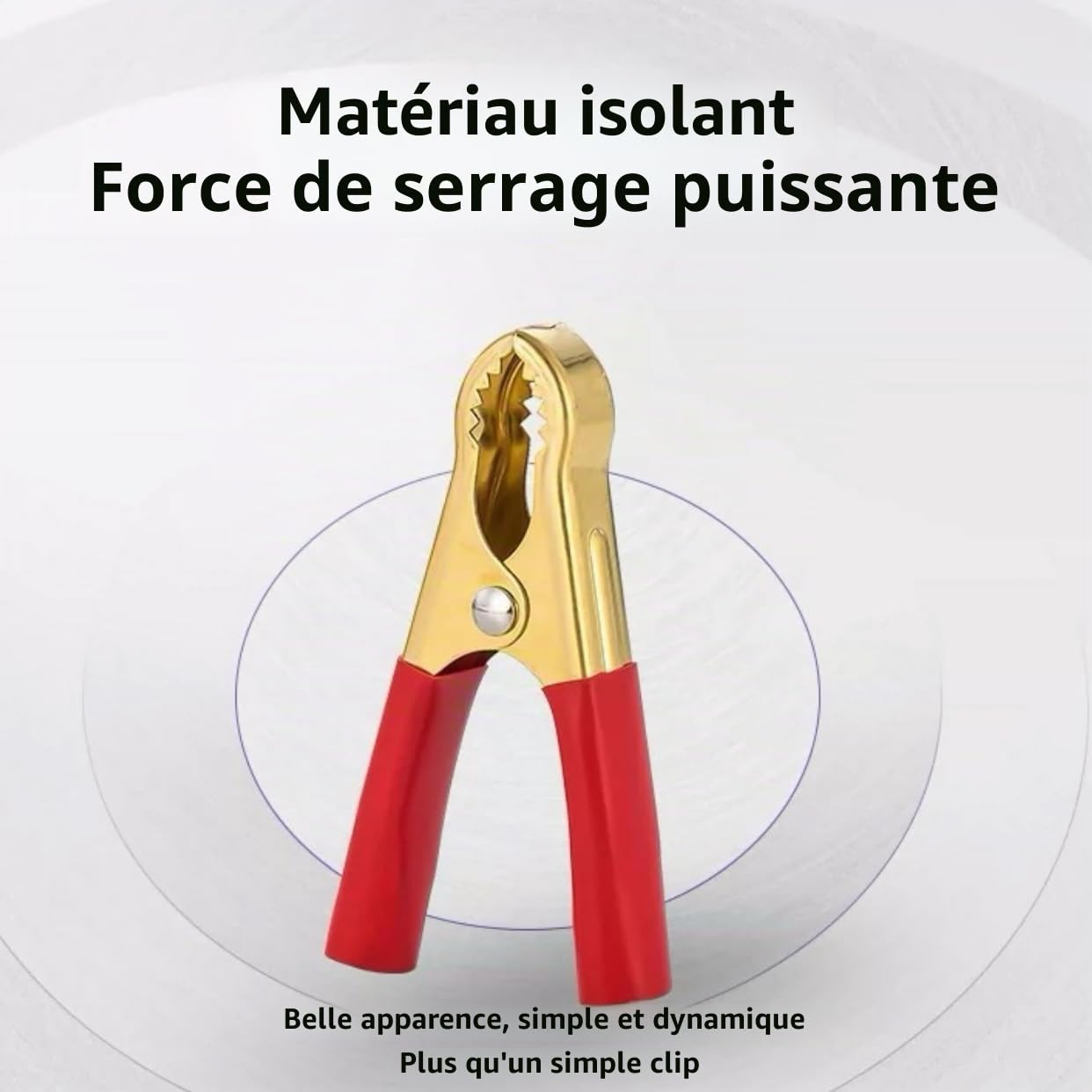 Pinces Crocodiles de Batterie 50A - 6 Pièces en Cuivre, Pince de Démarrage Voiture, 80mm, Rouge et Noir, Idéales pour Chargeurs de Batterie et Applications Automobiles