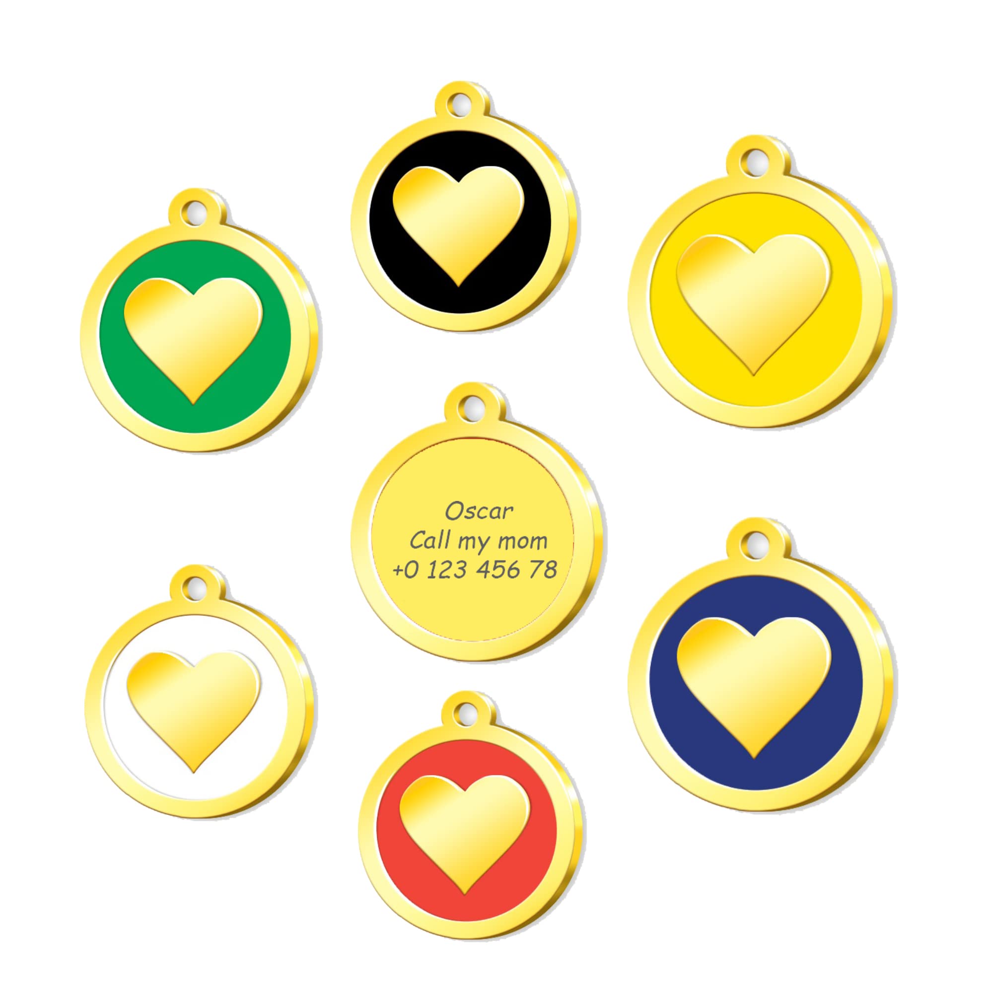 Heart Dog id Tag - 24K Gold Plated Pet Tags - Gold Plated Dog Tag - Personalized Pet Tag - Customized Dog Cat Tag - ID Tag for Dog - Custom Dog Name Tag - TS4 (Blue)