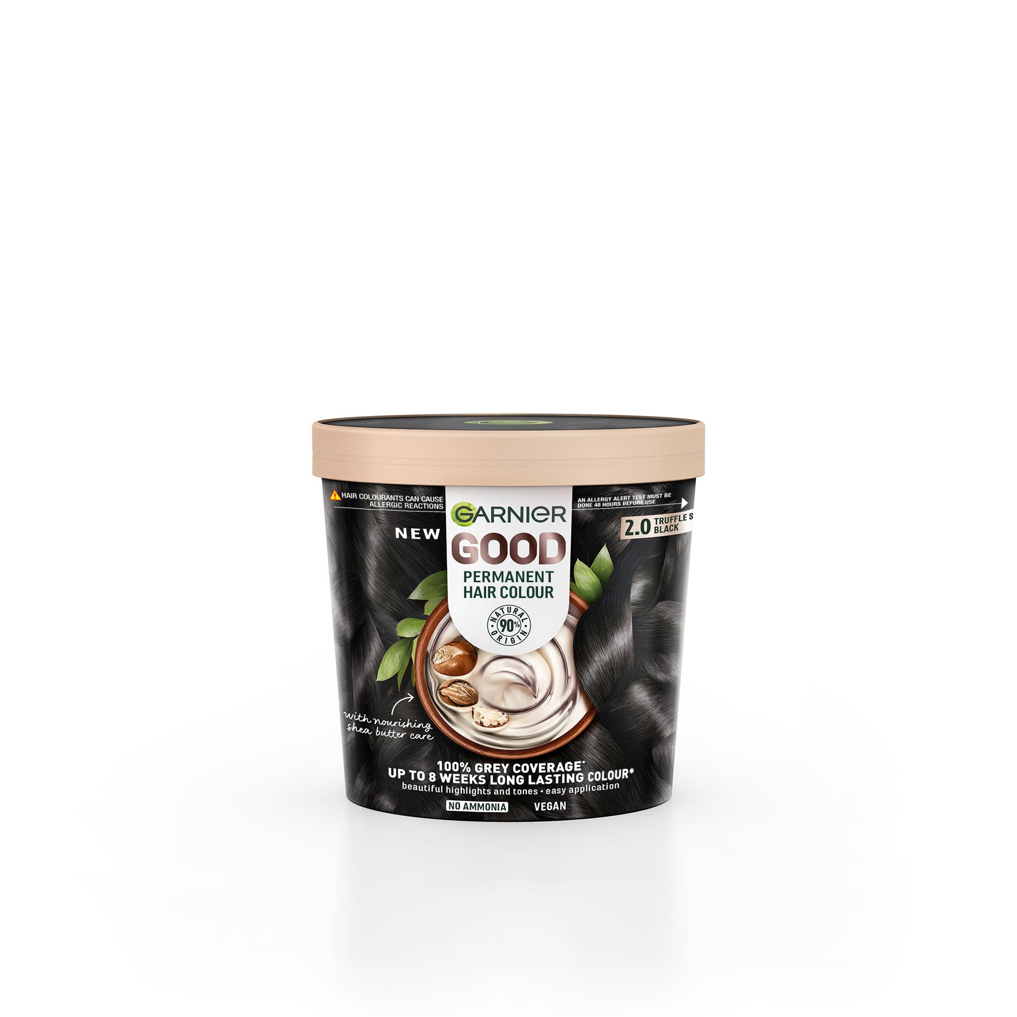 Garnier Good Permanent Hair Dye No Ammonia Formula 100% Grey Coverage 2.0 Truffle Soft Black