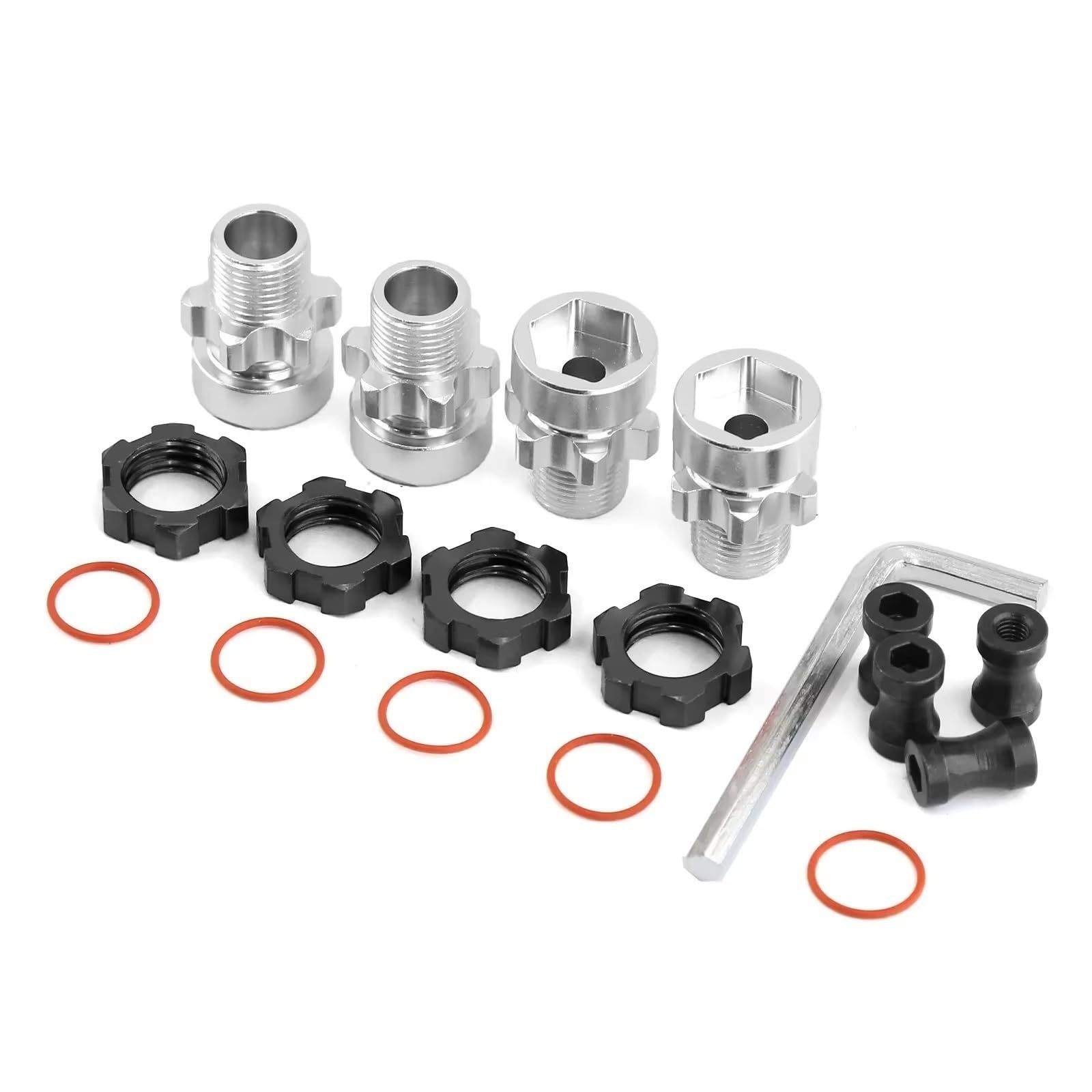 Części zamienne do Traxxas do Slash 2WD 4X4 do Rustler do Stampede 1/10 Metal 12Mm do 17Mm Adapter Piasta Sześciokątna Karbowany Koło Uaktualnienie samochodu sterowanego radiowo (czarny)