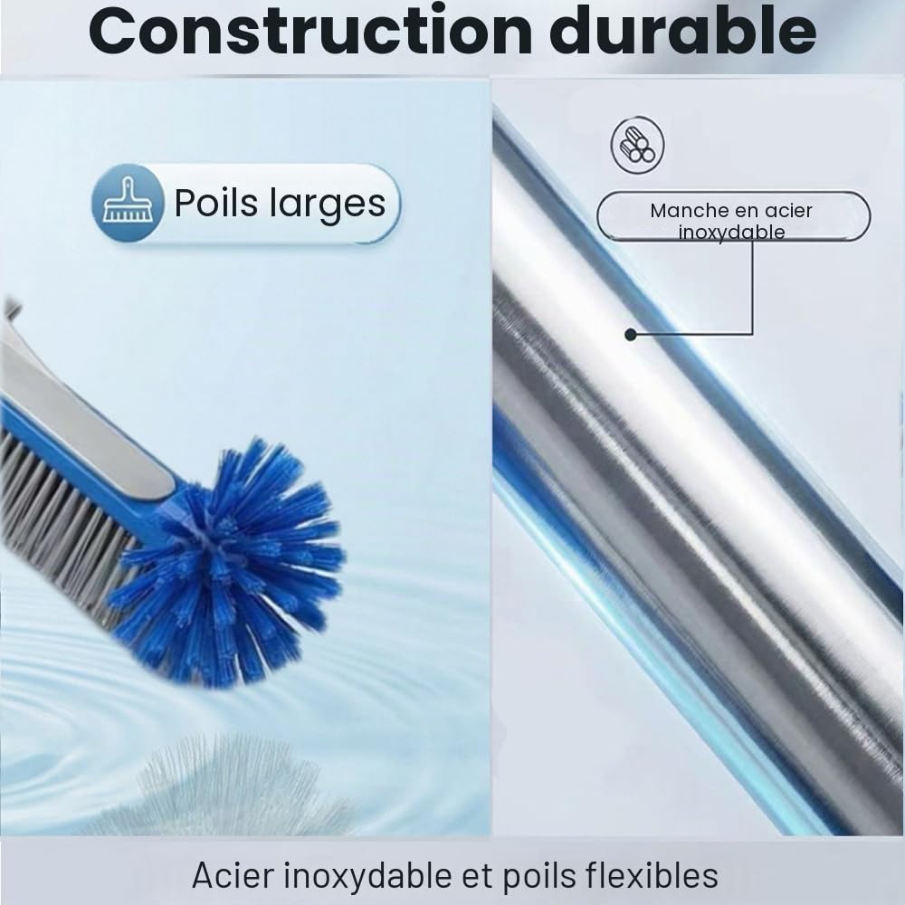 Balai de Piscine avec Tige en Acier Inoxydable réglable en Longueur 230 cm, Balai Piscine Brosse 45 cm，avec Perche Amovible avec Tige en Acier Inoxydable réglable en Longueur