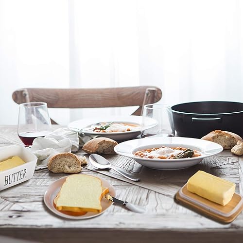 Miniatura 3 de Hasense Mantequillera con tapa de bambú y cuchillo, contenedor grande de 22.0 onzas para mantequilla para encimera, soporte hermético con cubierta