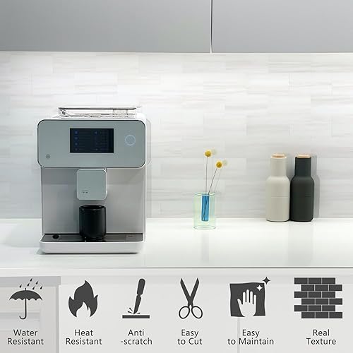 Vista 48 de STICKGOO 10 hojas de azulejos de metro para despegar y pegar, azulejos de pared para salpicaduras de cocina, azulejos de pared de PVC para Pizarra