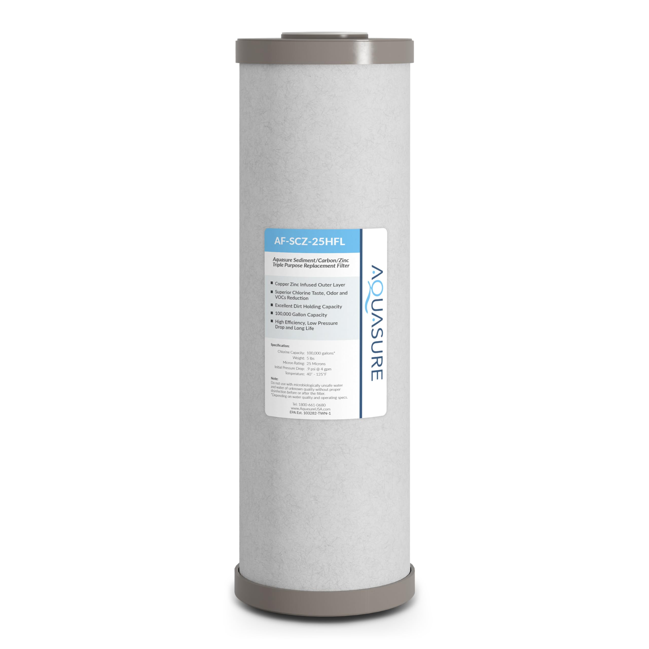 Aquasure Fortitude V2 Series Triple Purpose Sediment/Carbon/Zinc Replacement Filters (1, Large)
