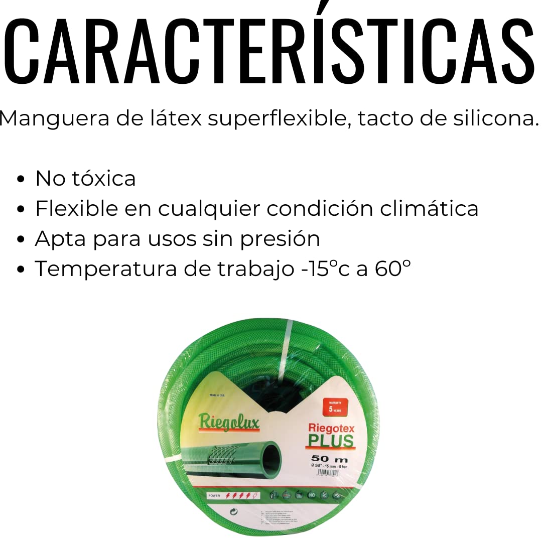 Riegolux P12896 Manguera Riegotex Plus, Manguera RIEGOTEX 15 x 50 m