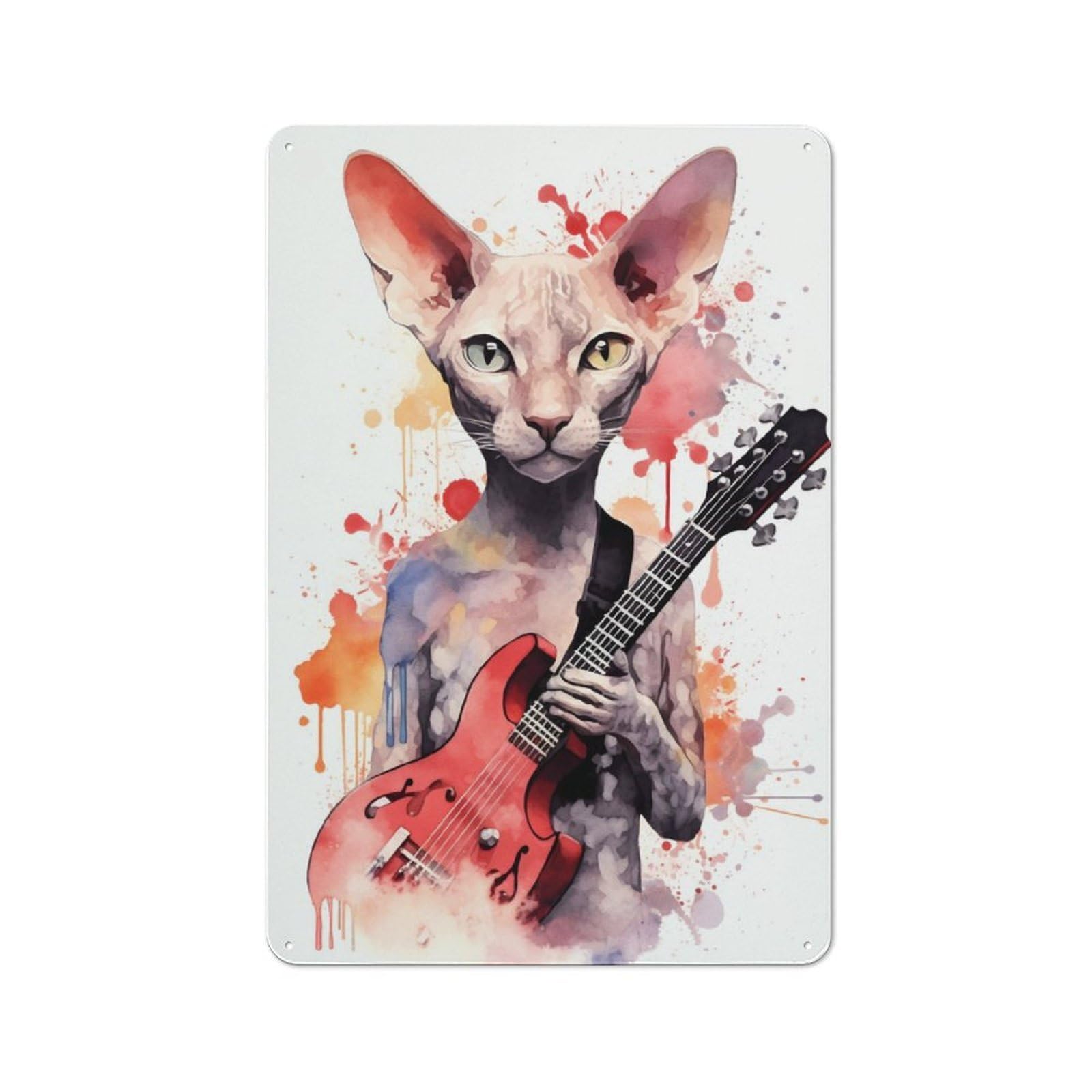 Junmoney Peterbald Cat Playing Vintage Printed Metal Sign 30X20cm For Workshop Wall, A Decorative Gift For A Newly Furnished Workshop