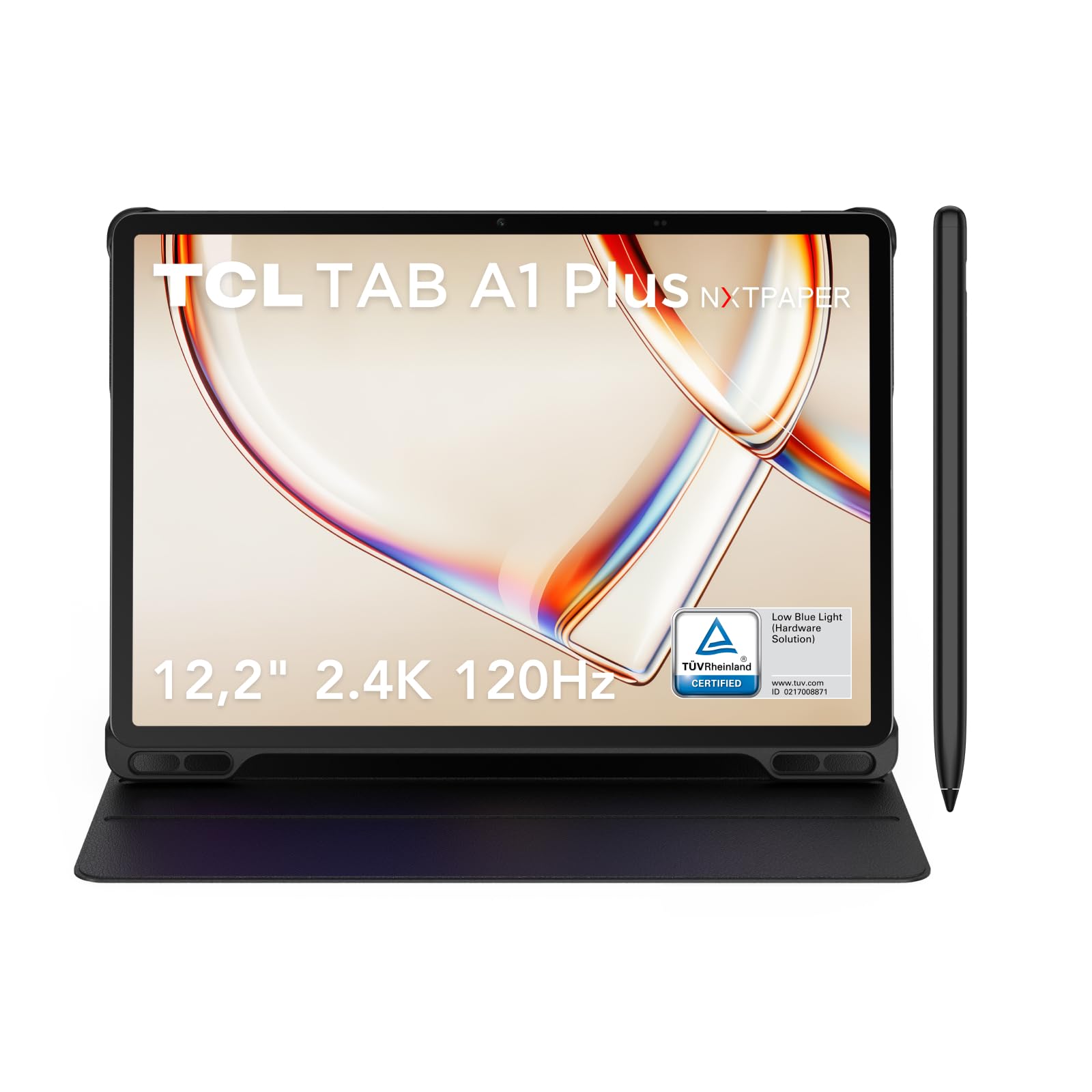 Tablet Android TCL TAB A1 Plus NXTPAPER, 12,2" 2.4K 120Hz, 6+256GB, con T-Pen 2 e cover, octa-core, AI, 10000mAh, 4 speaker, unibody metallo, per lavoro e svago