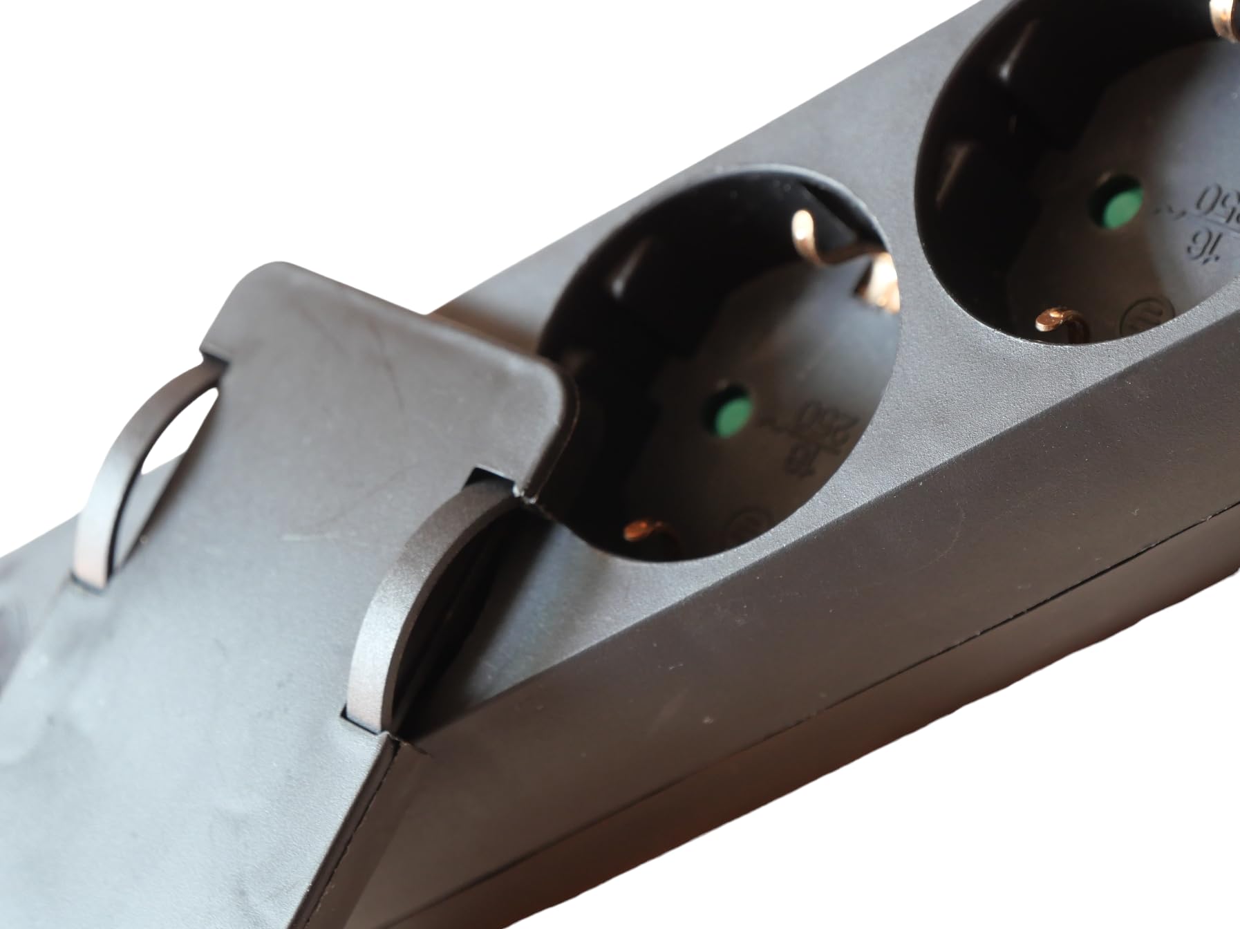 Steckdose 4Fach Schwarz Flach Stecker Möbel Schwarz CE mit kurzem Kabel (2)