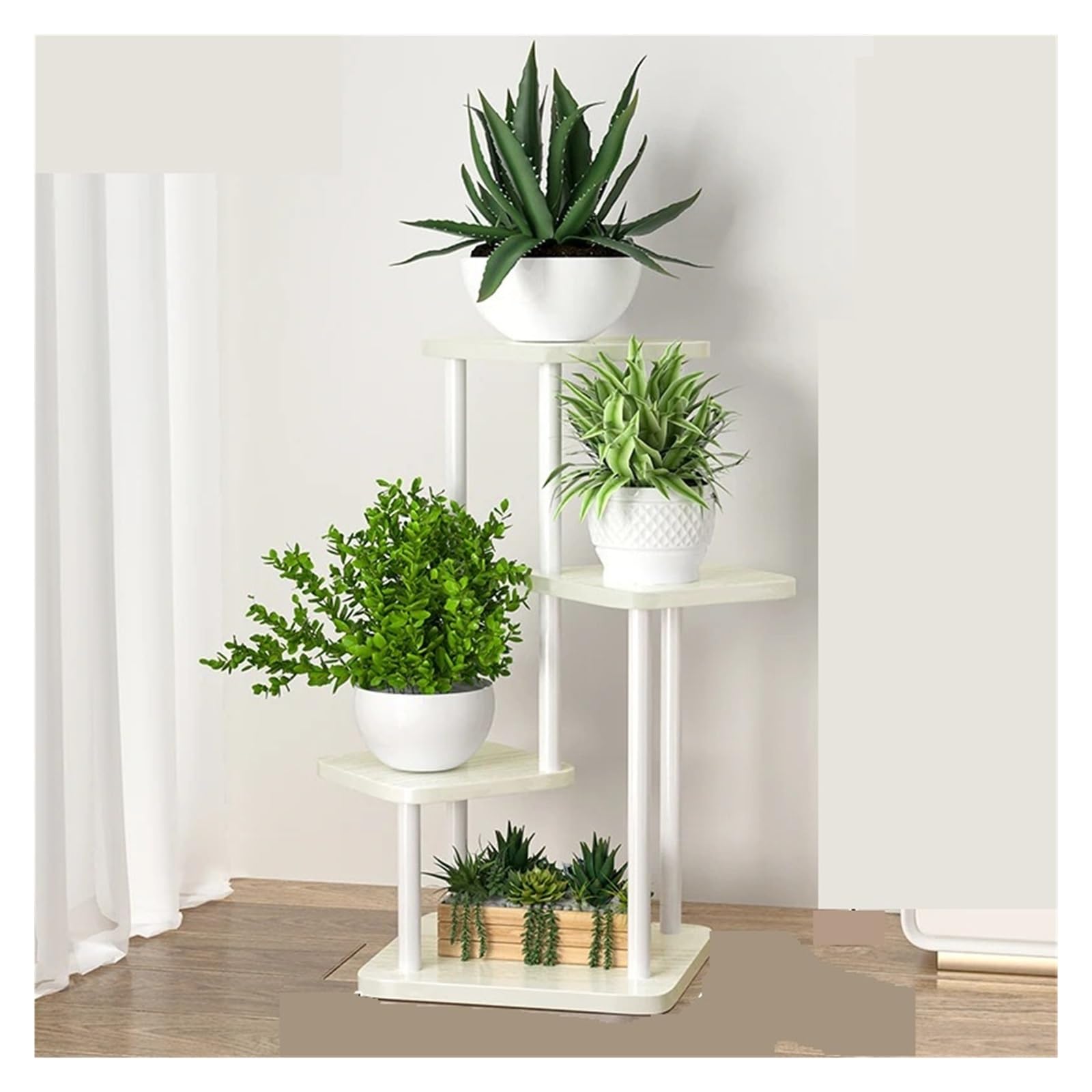 LINYpA66 Plant Stand Indoor Plant Stand Flower Storage Shelf 4/5/6 Tier Planter Rack Organizer Display Indoor Garden Balcony(B-4tier-white)