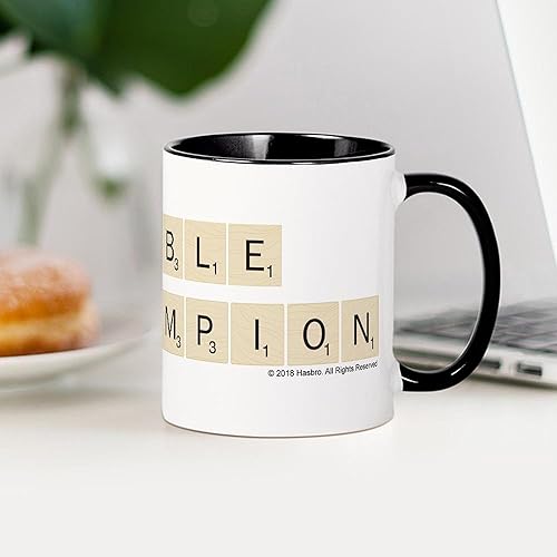 Miniatura 4 de CafePress Scrabble Champion - Taza de café de cerámica (11.0 fl oz) 2-Blanco/Negro Interior - Scrabble Champion,Blanco - Logo,Blanco - Logo