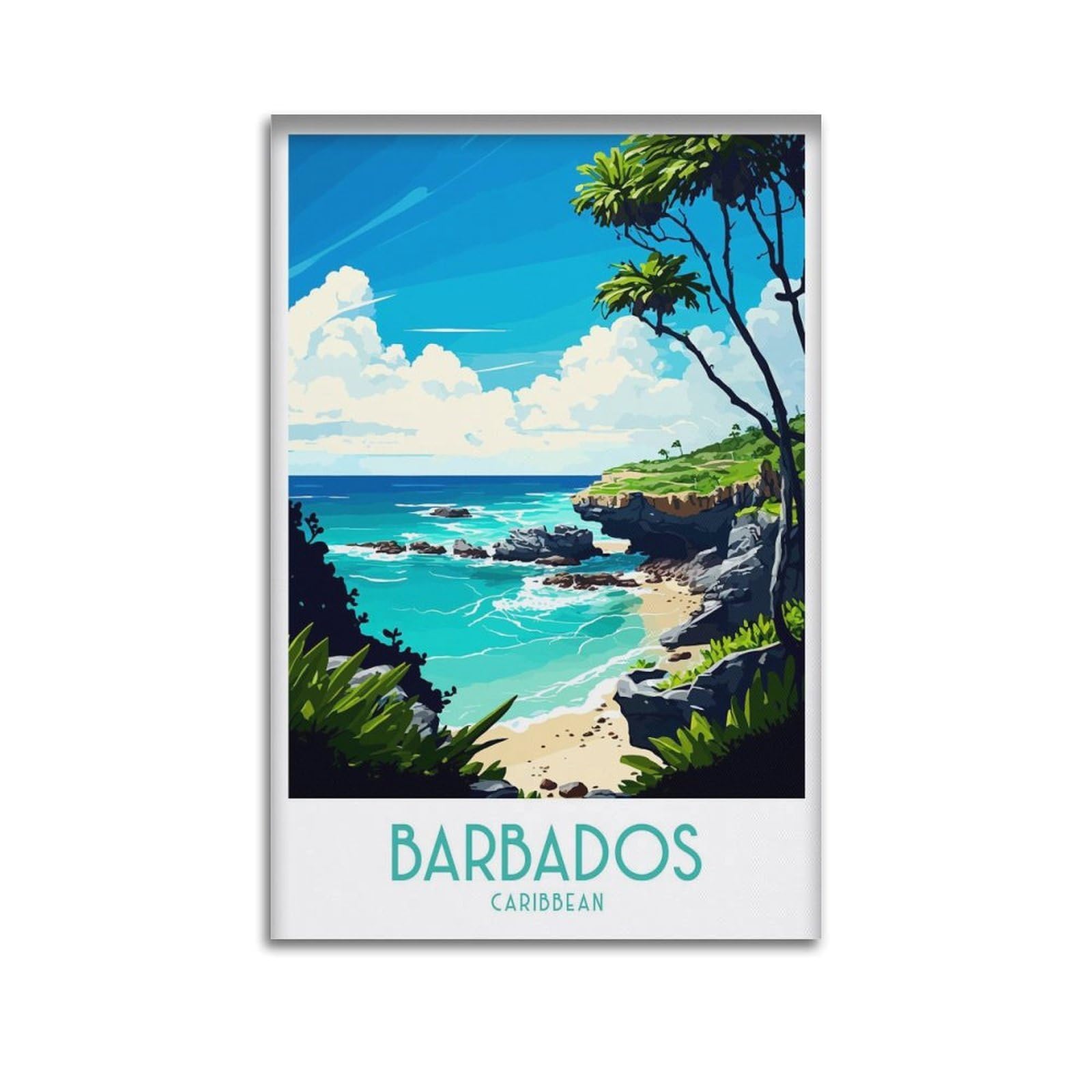 xiaoxiaoshen Barbados Travel Caribbean_4 Canvas Poster Wall Art Prints Room Aesthetic Murals Bedroom And Living Decorations 24x36inch(60x90cm)