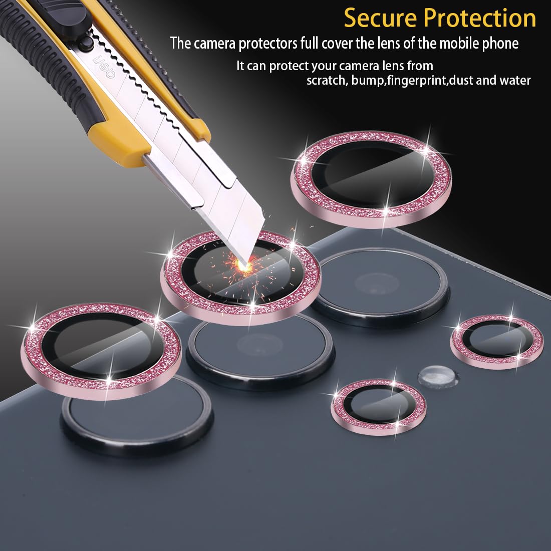 Protector de lente de cámara para Samsung Galaxy S25 Ultra, protector de lente de vidrio templado, anillo de aleación de aluminio, compatible con Samsung Galaxy S25 Ultra, color rosa