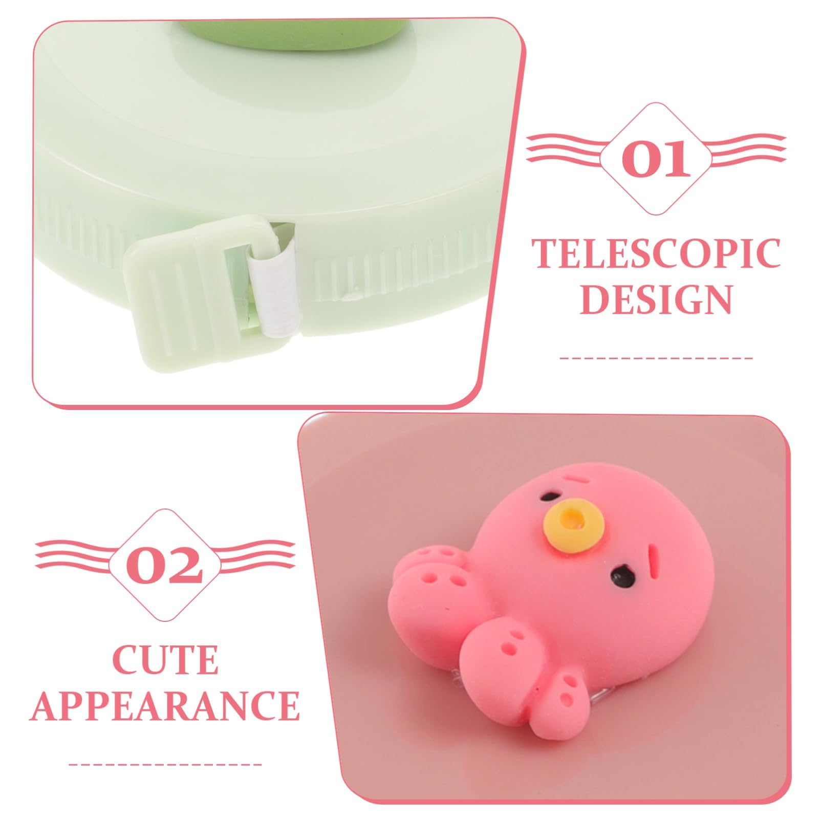 Tape Measure,4 PCS Mini Tapemeasures Dual Sided Measuring Tape Kids Tapemeasures Measurements Retractable Tapes Push Button Tapes Cute Tapemeasure for Measure Length Body Fabric - Image 2